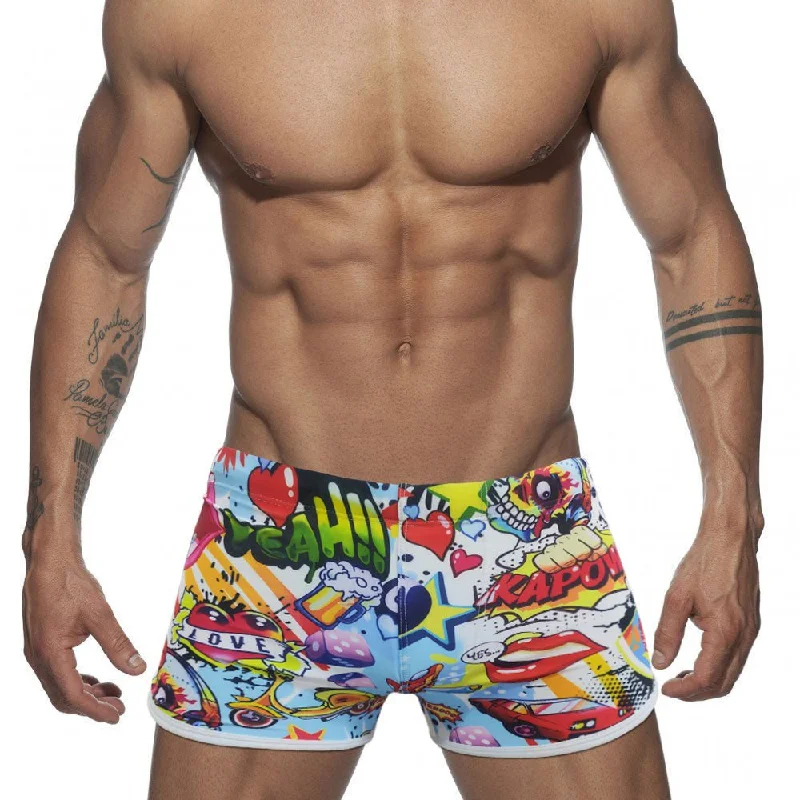 swimwear for beach party -Graffiti Explosion Swim Trunks