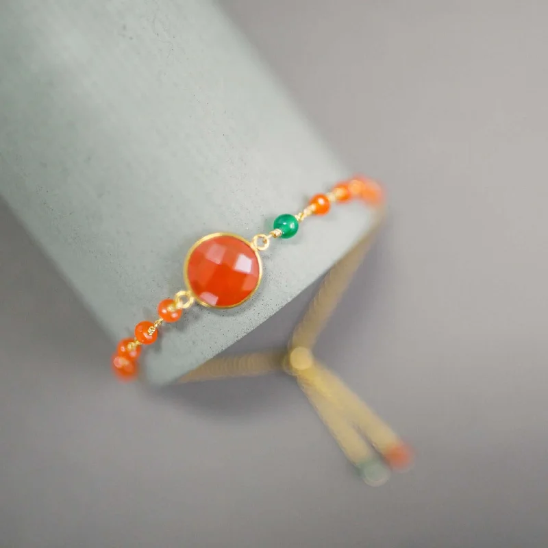 Carnelian Gemstone Adjustable Stacking Bracelet