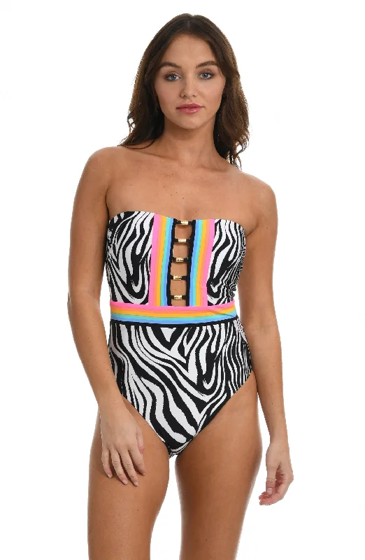 Sunshine 79 Psychedellic Zebra Bandeau One Piece