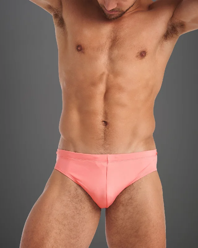 swimwear with tie back -Grid Swim Brief - Bondi Pink