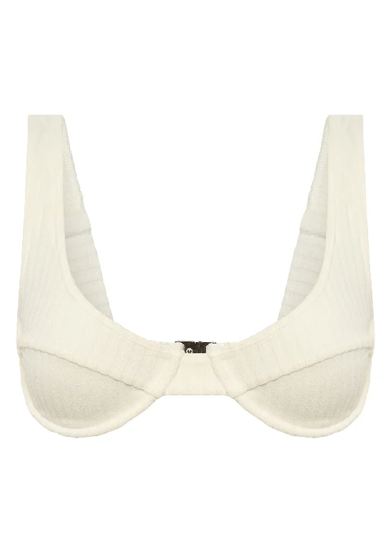 Ribbed Towelling Balconette Bra | Crème