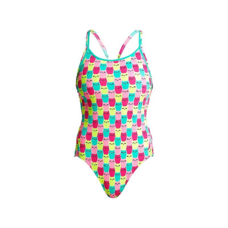 colorful swimwear for teens -MINTY MITTENS | LADIES DIAMOND BACK ONE PIECE