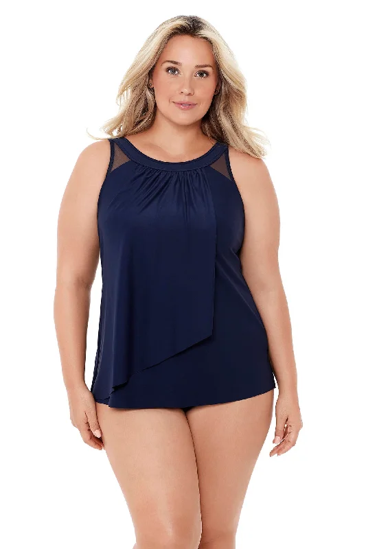 sports jacket for evening runs -Miraclesuit Plus Ursula Midnight Tankini Top