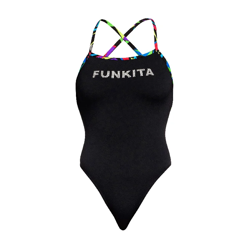 colorful swimwear for women -Beat It Black | Ladies Strapped In One Piece