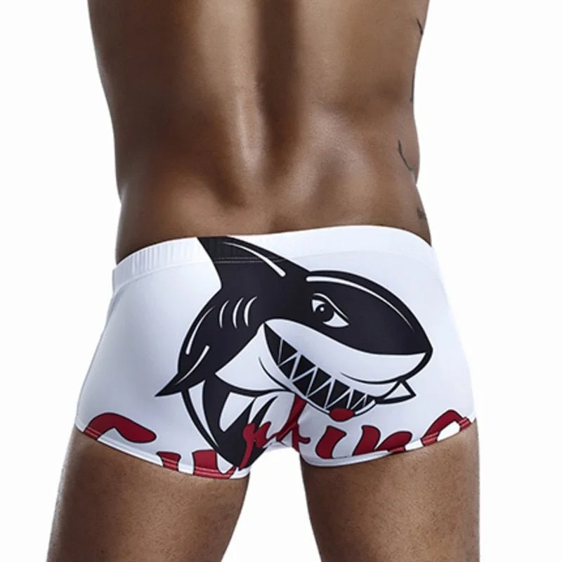 affordable swimwear plus size -Shark Surfing Swim Trunks