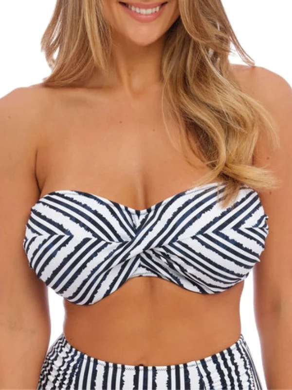 trendy swimwear with cutouts -Sunshine Coast Twist Bandeau Bikini Top - French Navy