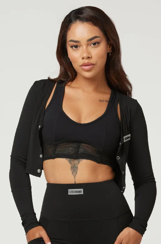 Eye Candy Sports Bra + Long Sleeve Top - Black