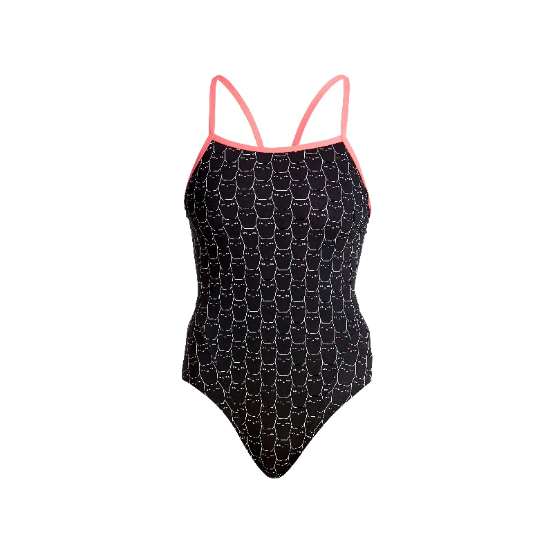 swimwear for beach vacation -NIGHT CAT | LADIES SINGLE STRAP ONE PIECE