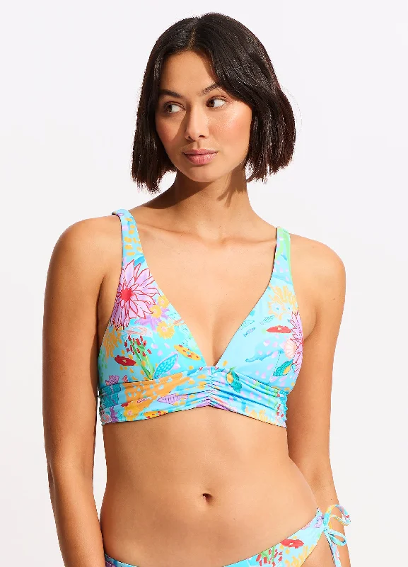 colorful swimwear women -Under The Sea Triangle Bikini Top - Blue Mist