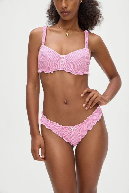 swimwear with tie front -Beloved Bikini Bottom - Pink Stripe