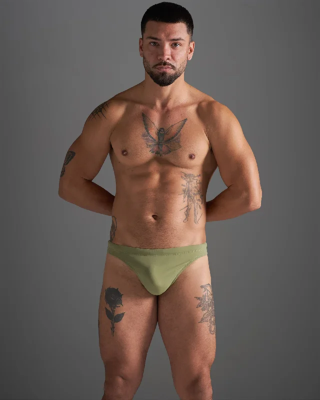 swimwear for swim training -TEAMM8 Standard Swim Thong - Army