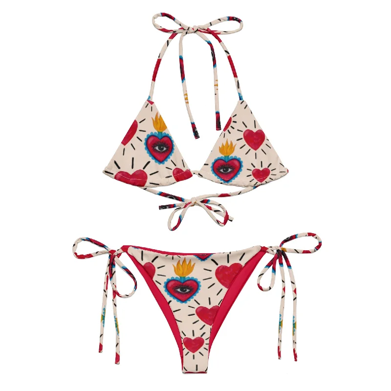 quick dry swimwear men -♻️ Hearts recycled string bikini