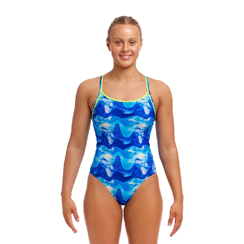 plus size swimwear colorful -Funkita Ladies Dive In Diamond Back One Piece