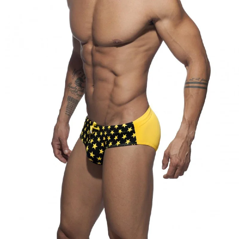 colorful swimwear plus size -Two Toned Bowtie Stars Swim Briefs