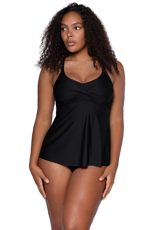 sports jacket for evening jogs -Sunsets Escape Black Tori Tankini Top