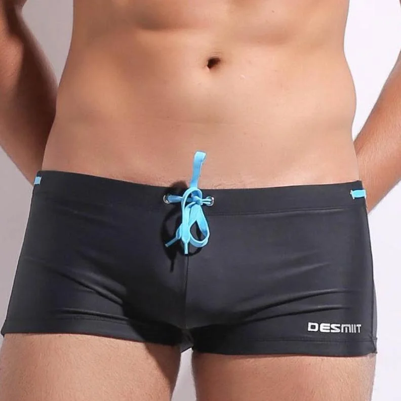 trendy swimwear bikini sale -Desmiit Color Tie Square Cut Swim Trunks