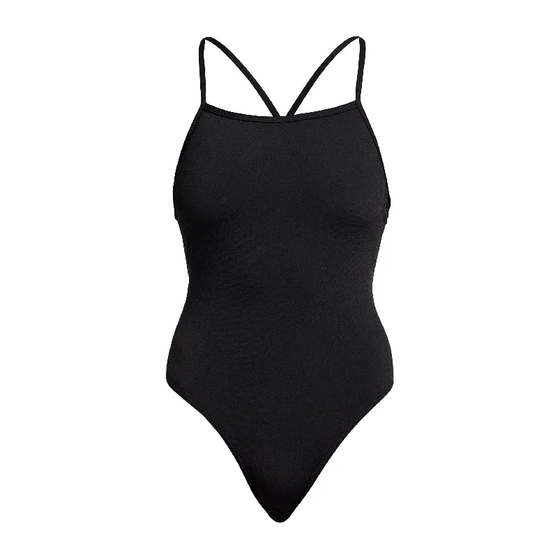 swimwear with UV protection -FUNKITA Still Black Tie Me Tight One Piece Swimsuit