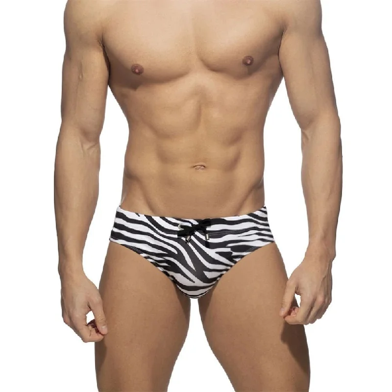 swimwear with tie back -White Leopard Swim Briefs