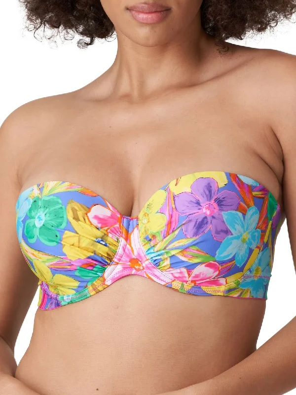 swimwear with UV protection -Sazan Strapless Bikini Top - Blue Bloom