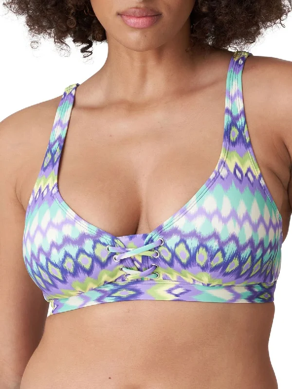 swimwear with bold prints -Holiday Plunge Bikini Top - Mezcalita Blue