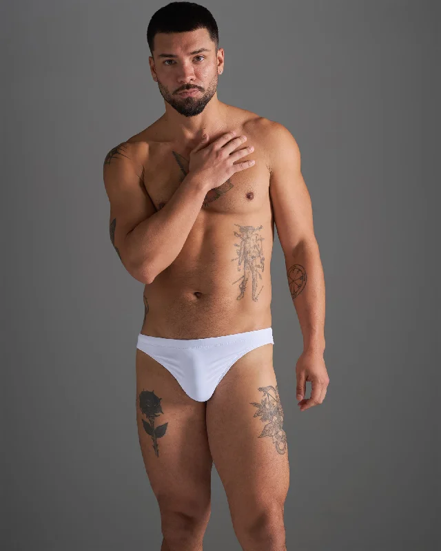 swimwear with geometric patterns -TEAMM8 Standard Swim Thong - White