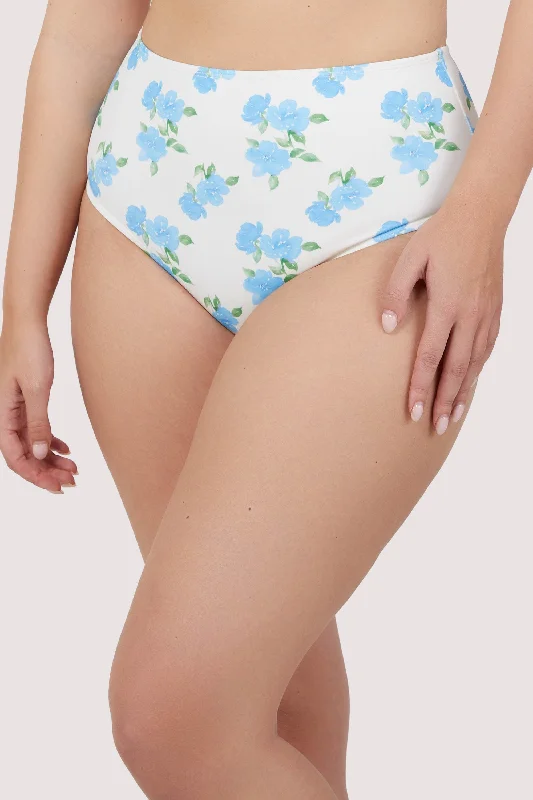 swimwear for water fitness -Amelia Mix & Match Watercolour Floral High Waisted Bikini Bottom