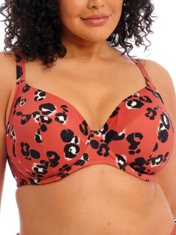 trendy swimwear with patterns -Kotiya Plunge Bikini Top - Terracotta