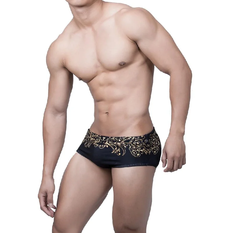 swimwear for water fitness -Fleur de Lis Square Cut Swim Trunks