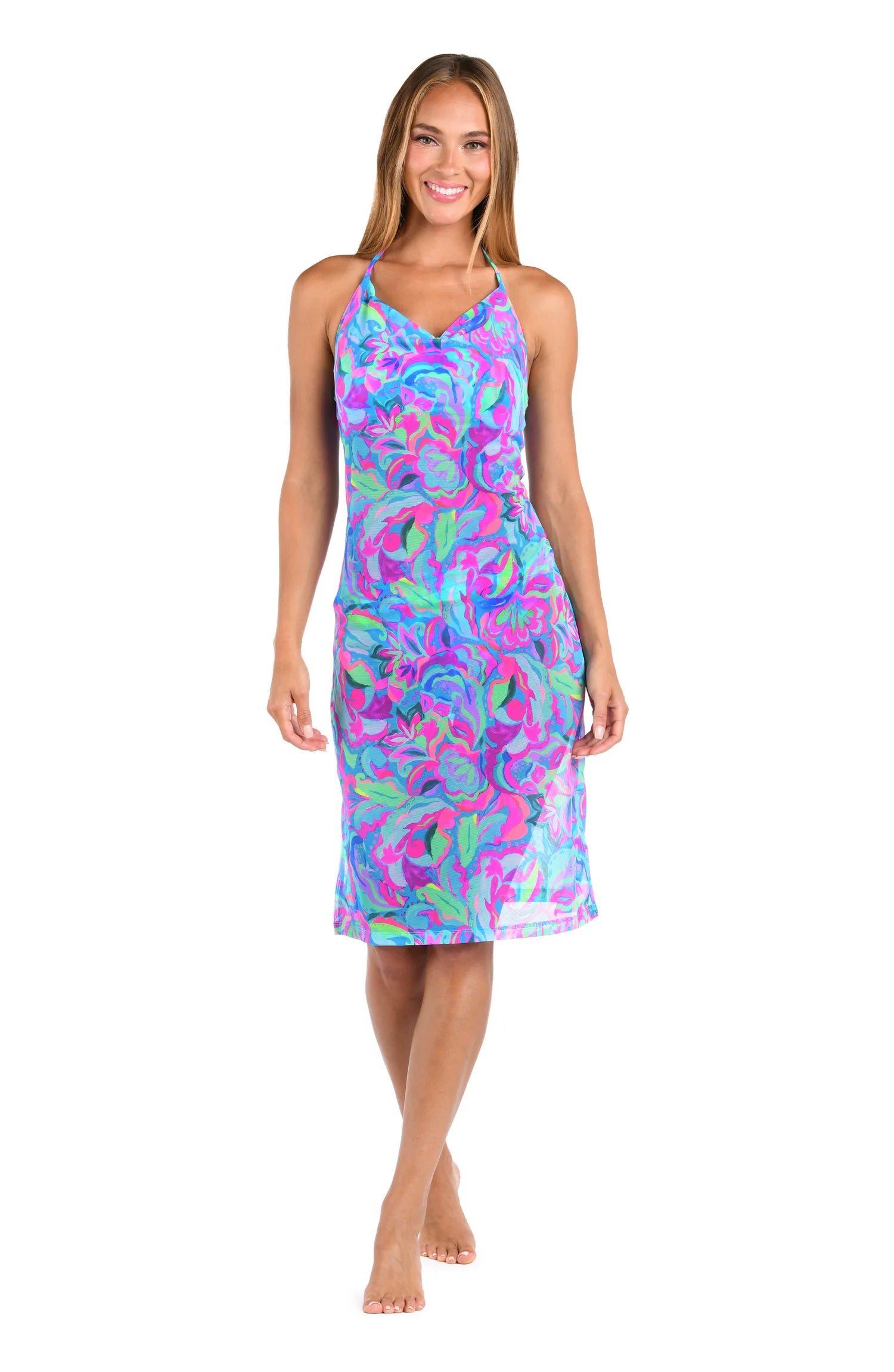 swimwear for water aerobics -Sunshine 79 Swirltopia Halter Midi-Dress