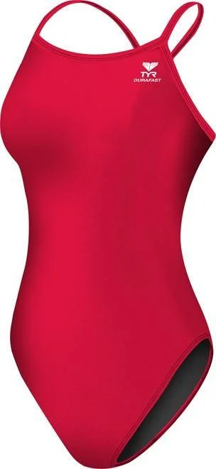 swimwear with bold prints -TYR Female Durafast One Solid Red Diamondfit Swimsuit