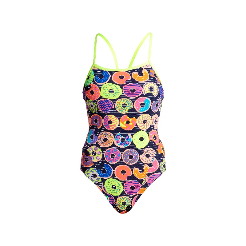 swimwear with UV resistant -DUNKING DONUTS | LADIES SINGLE STRAP ONE PIECE