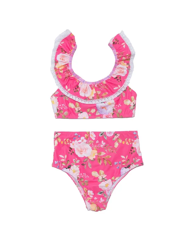 swimwear for swim practice -Ruffle Neck Bikini