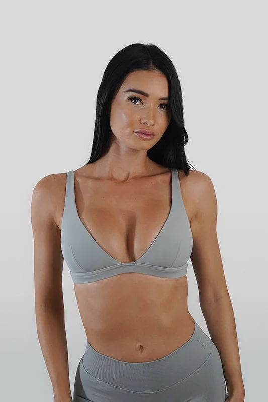 Sports Top for Hard HIIT -swimwear for swim practice -ALLY CROP - LIGHT GREY