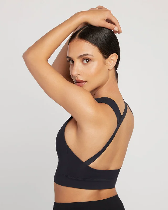 Sports Top with Light Colors -swimwear with modest design -Audrey Crop - Black