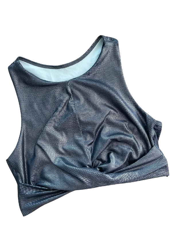 Sports Top with Playful Colors -swimwear for pool vacation -Metallic Nudo Crop Top