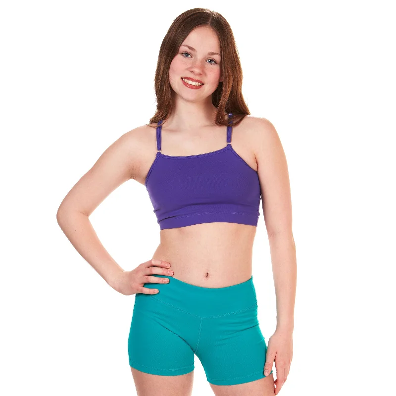 Sports Top with Cool Print -swimwear for competitive divers -Criss Cross Crop Top - Purple