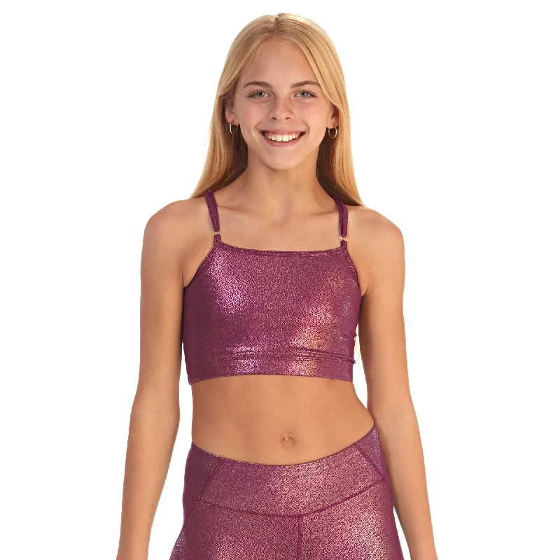 Sports Top for Fit Classes -swimwear for swim practice -Criss Cross Crop Top - Wild Berry