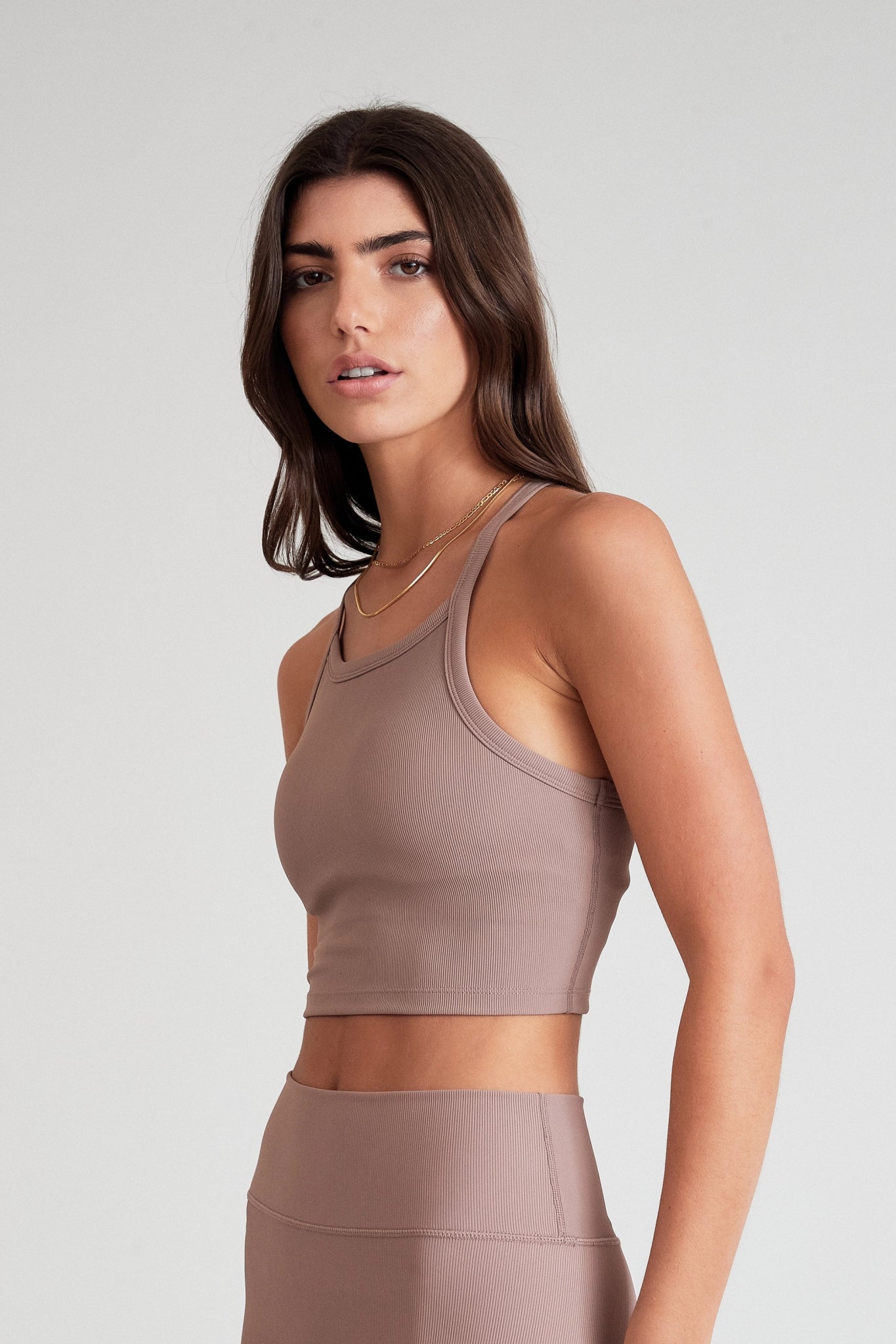 Sports Top with Soft Lift -swimwear with mesh details -EcoRib Strap Racer Crop