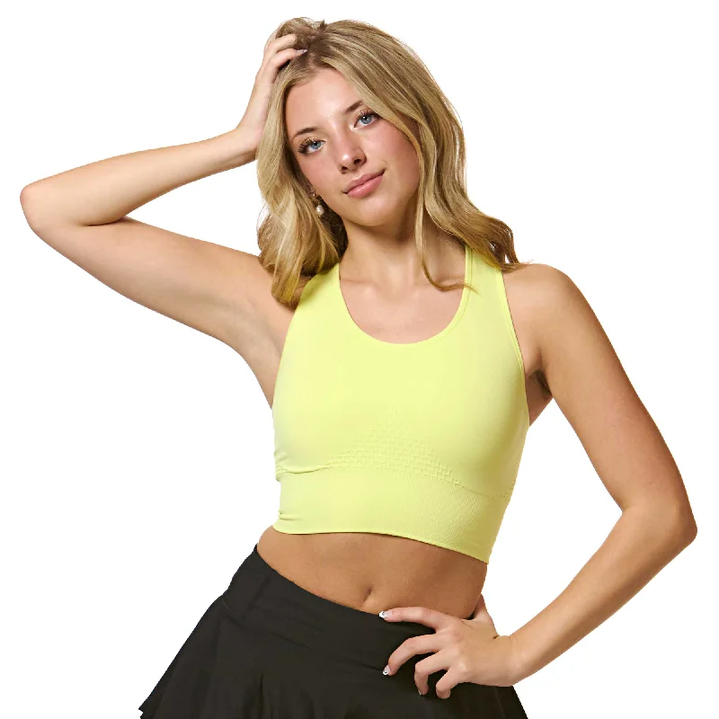 Sports Top with Firm Straps -swimwear for water games -Fearless Seamless Crop Top - Yellow