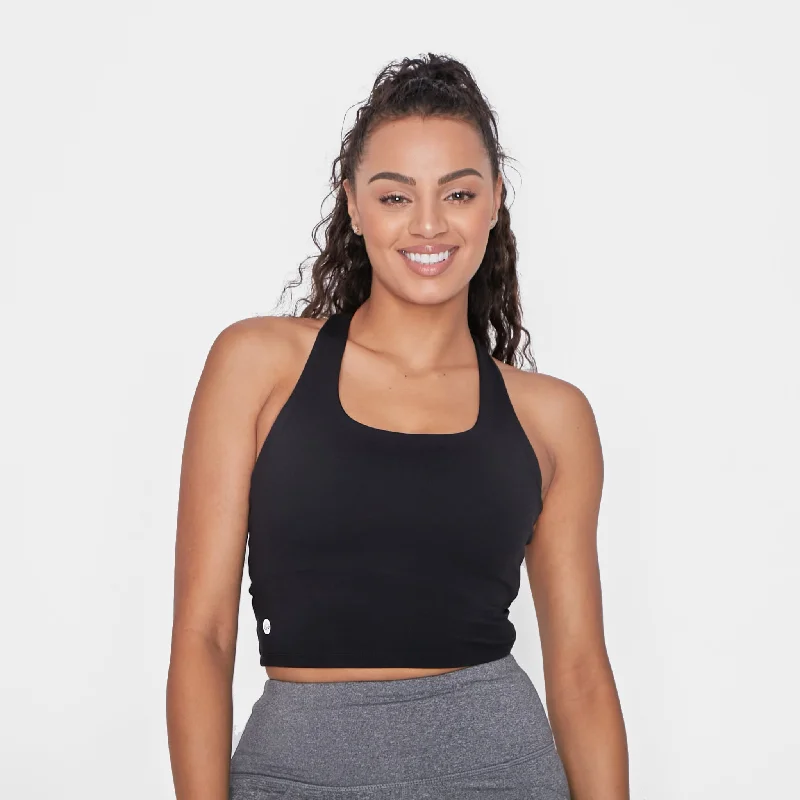 Sports Top for Active Days -swimwear for diving practice -Harmony Crop Top - Black