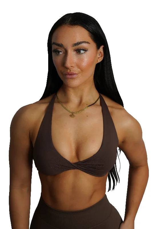 Sports Top for Dance Flow -trendy swimwear for summer -KALI CROP - ESPRESSO