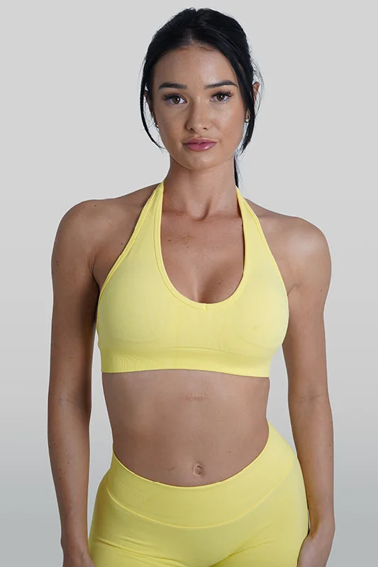 Sports Top for Soccer Games -swimwear for summer getaway -RECOIL HALTER CROP - YELLOW