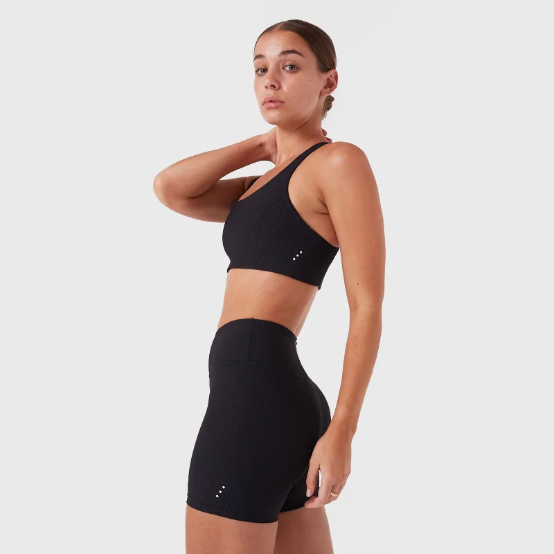 Sports Top with Soft Touch -swimwear for family vacation -REC GEN - Rib Racer Crop Black