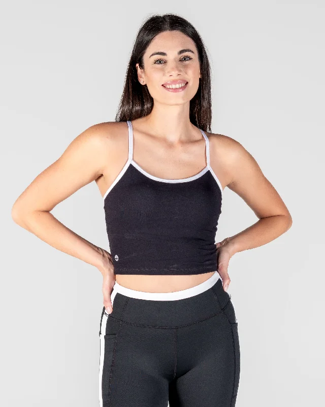 Sports Top with Small Logo -swimwear for pool training -Sculpt Ava Crop Top - Black & White