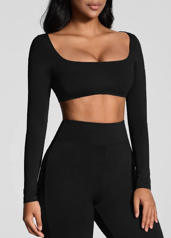 Sports Top for Bike Paths -swimwear for family outing -Square Neck Crop Top