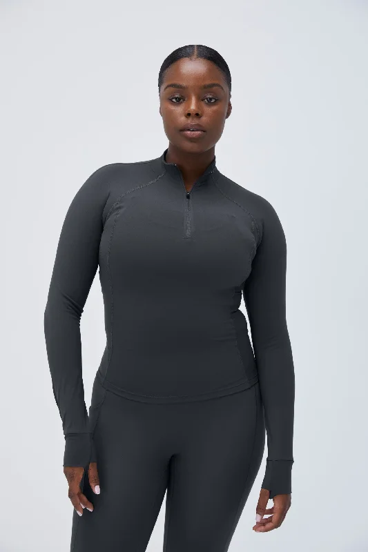 Sports Top for Fast Fitness -swimwear for active kids -Ultimate Long Sleeve Quarter Zip Top - Graphite Grey