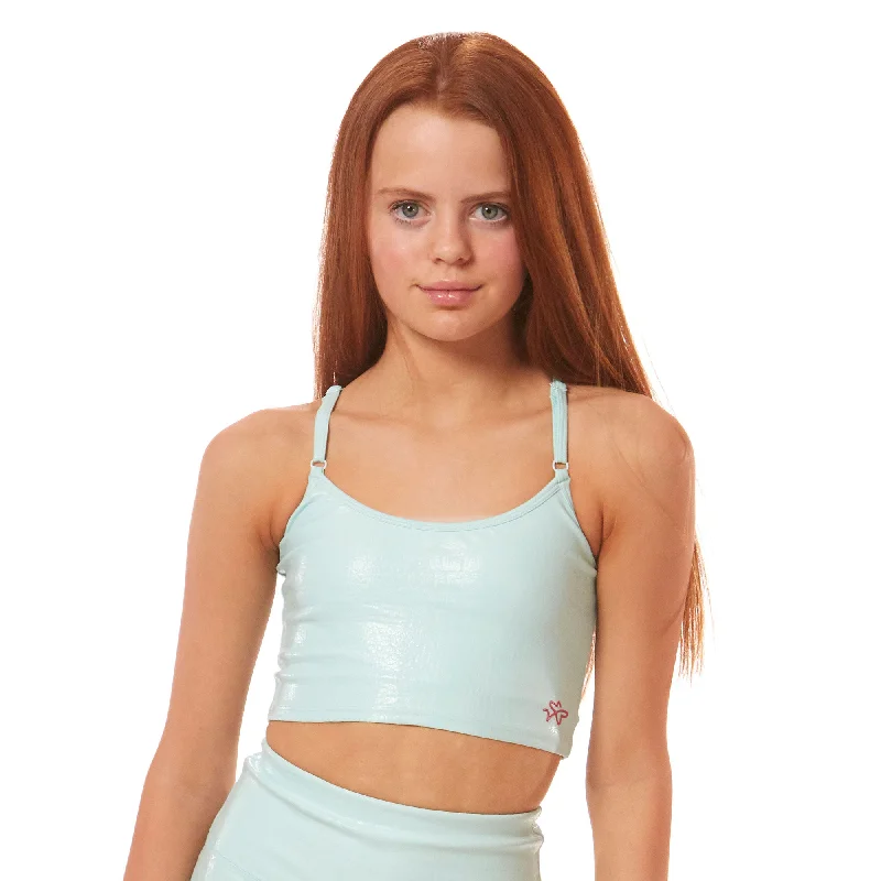 Sports Top for Bike Fun -swimwear with secure fit -Vitality Crop Top - Sky Blue Crocodile