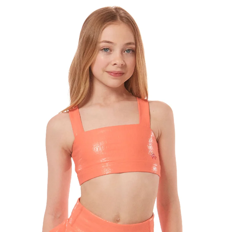 Sports Top for Ball Games -trendy swimwear bikini top -Vitality Bandeau Top - Tangerine Crocodile