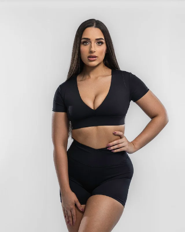 Sports Top with Strong Fit -swimwear for swim training -Deep V-Neck Crop Top